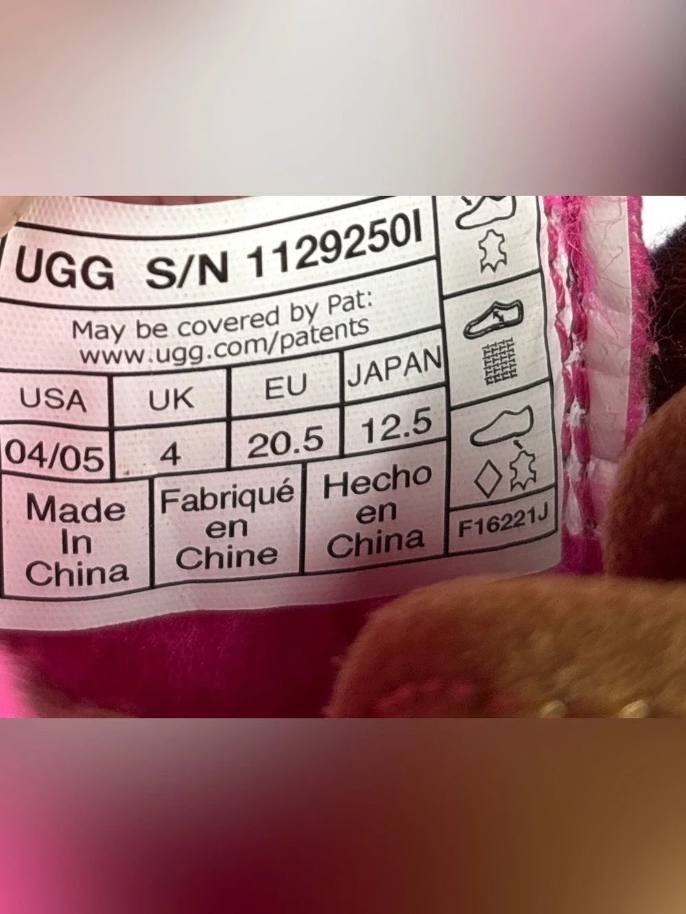 UGG Toddlers Brown Suede Moccasins Pink Trim Size 4-5